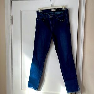 Loft modern skinny jeans with distressed hem, size 6